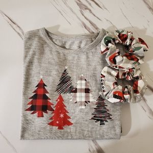 Christmas Holiday Youth Shirt With Scruchies